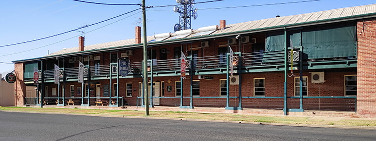 Port of Bourke hotel front façade
